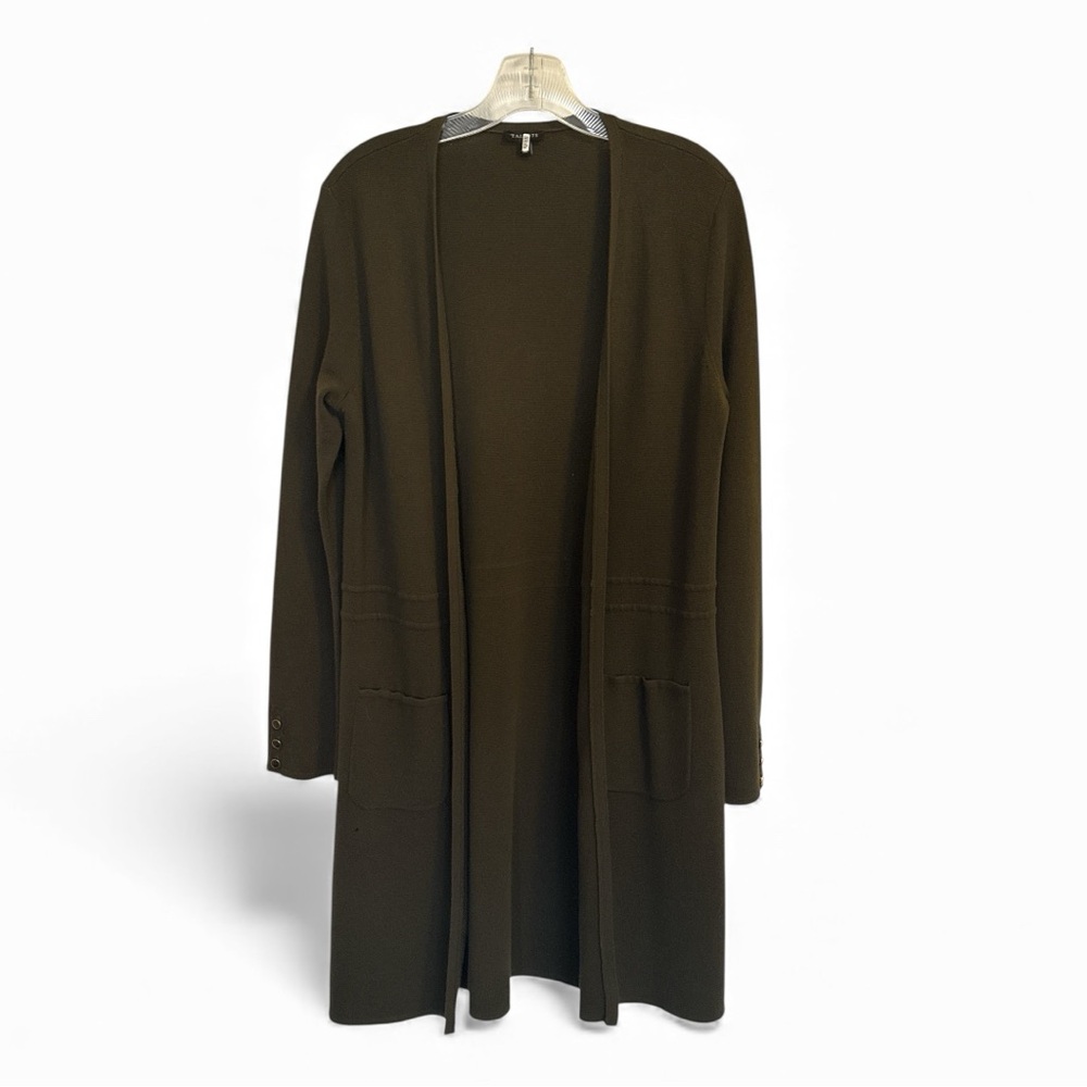 Talbots Olive Green Open Front Cotton Duster Cardigan Size S